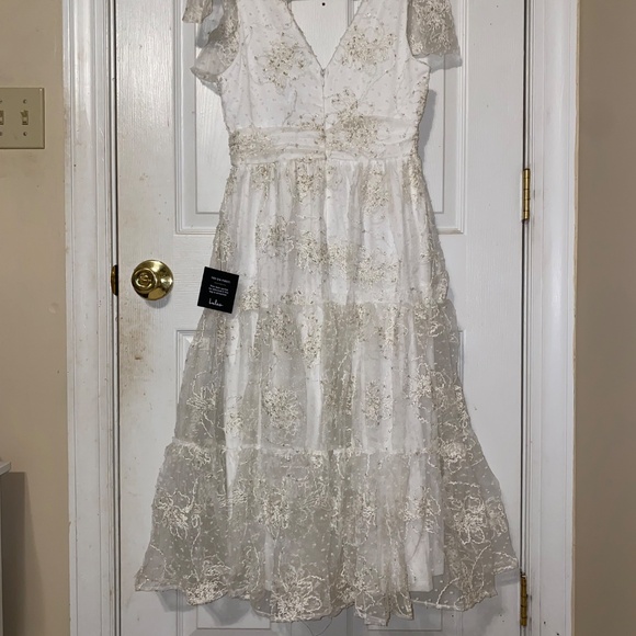 Lulus Forever Endearing White Swiss Dot Embroidered Midi Dress - Picture 4 of 7